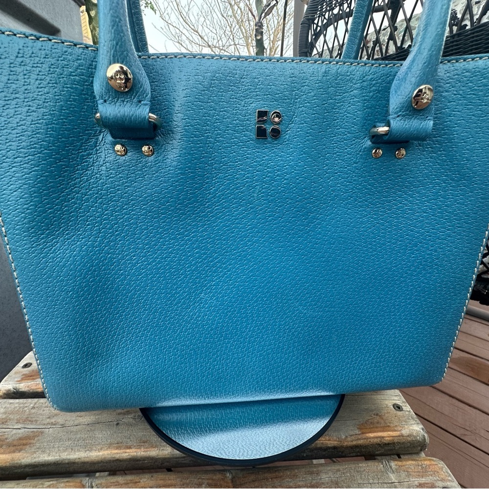 Kate Spade Blue Leather Tote Bag